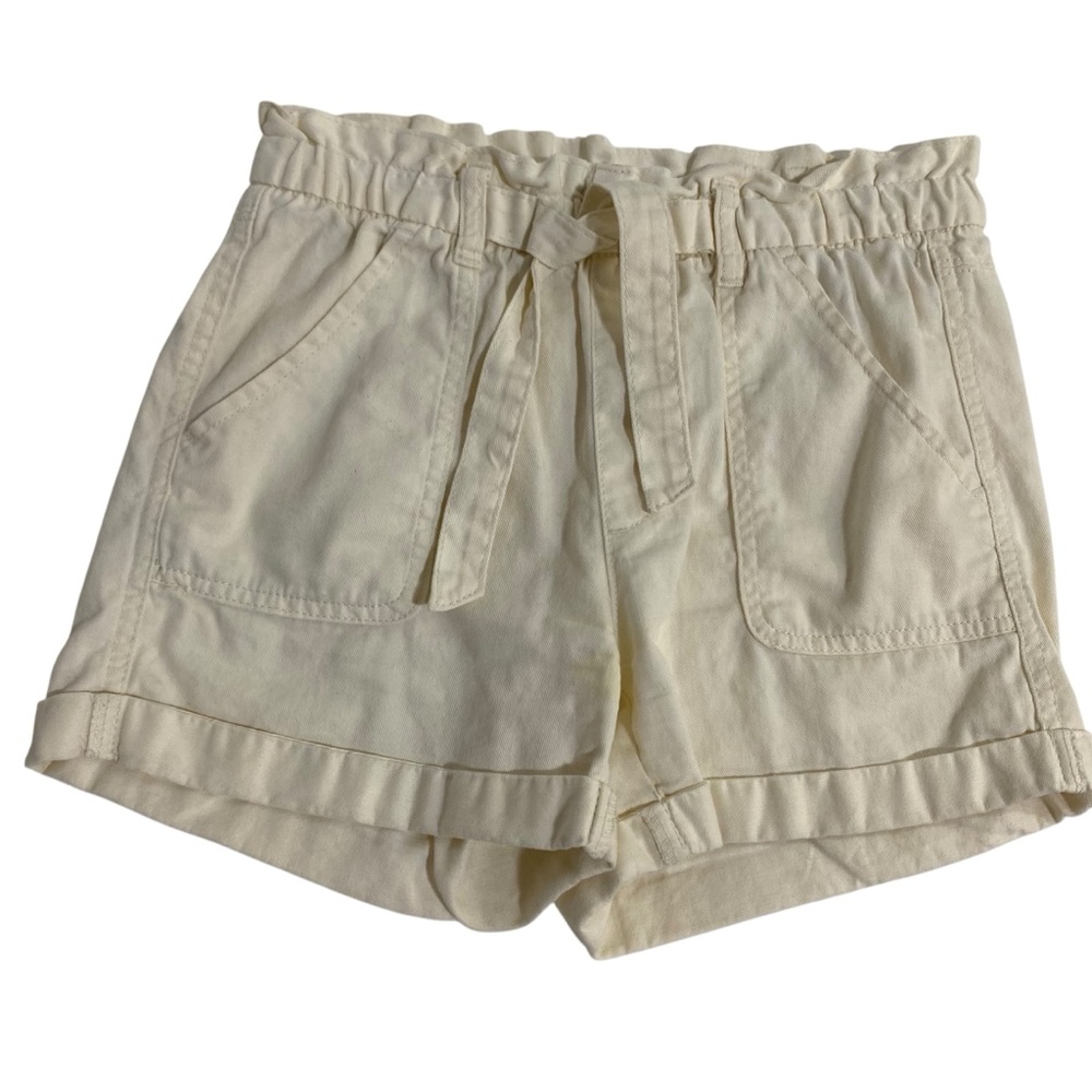 Old Navy Kids Cream Shorts Elastic Waist Pockets Size 10/12 Cuff Hem